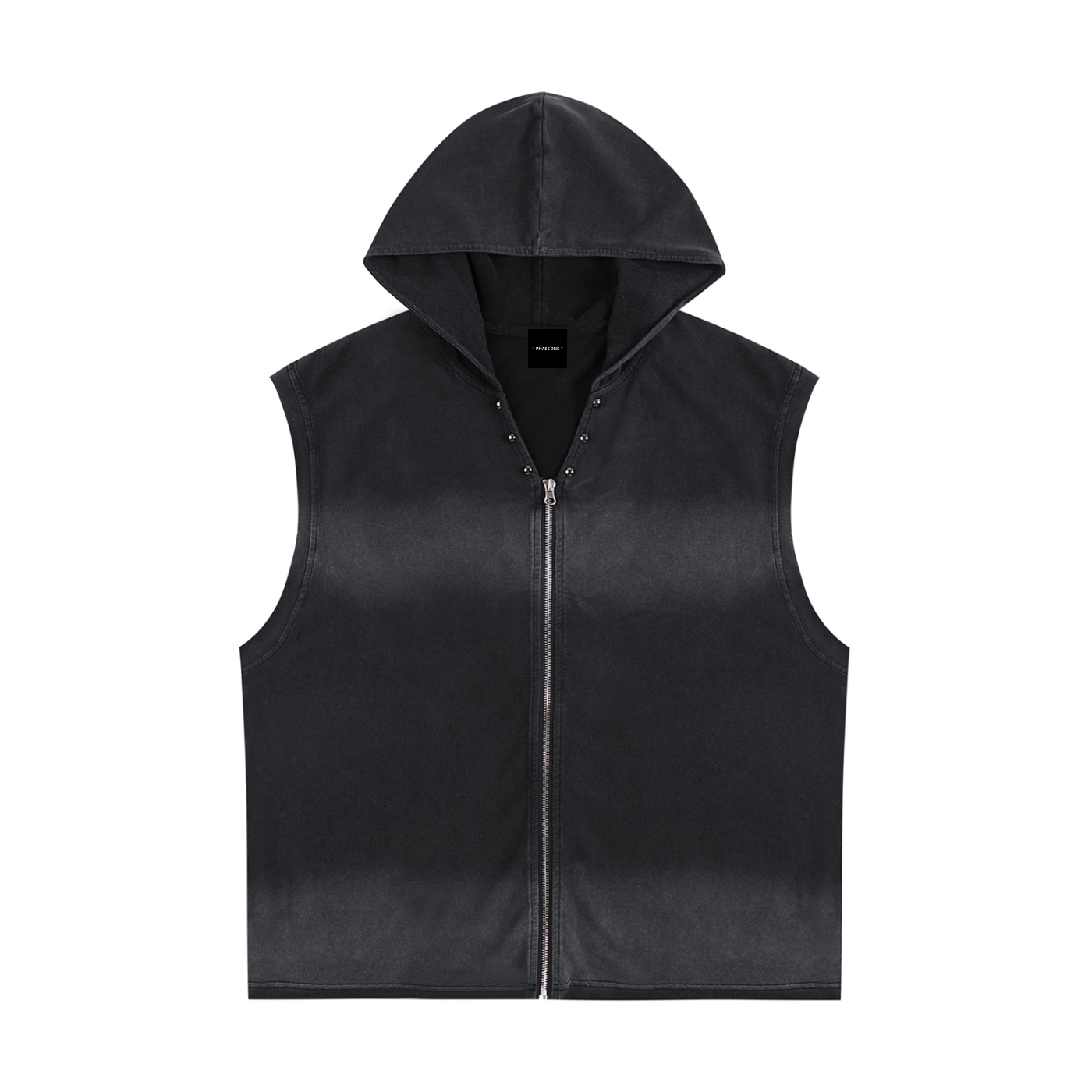 Vintage Washed Zip-Up Hooded Tank Top